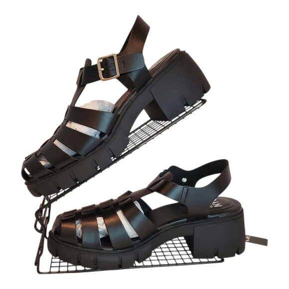 NWT MADDEN NYC Women's Black Fisherman Block Heel Sandal - Picture 5 of 16